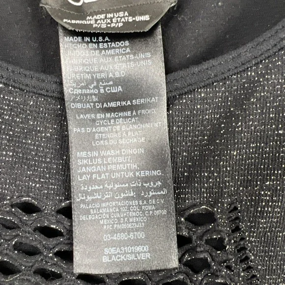 Vintage Y2k Bebe Mini Bodycon Dress Petite P/S Black Sexy Lace Stretch Metallic - Picture 3 of 12